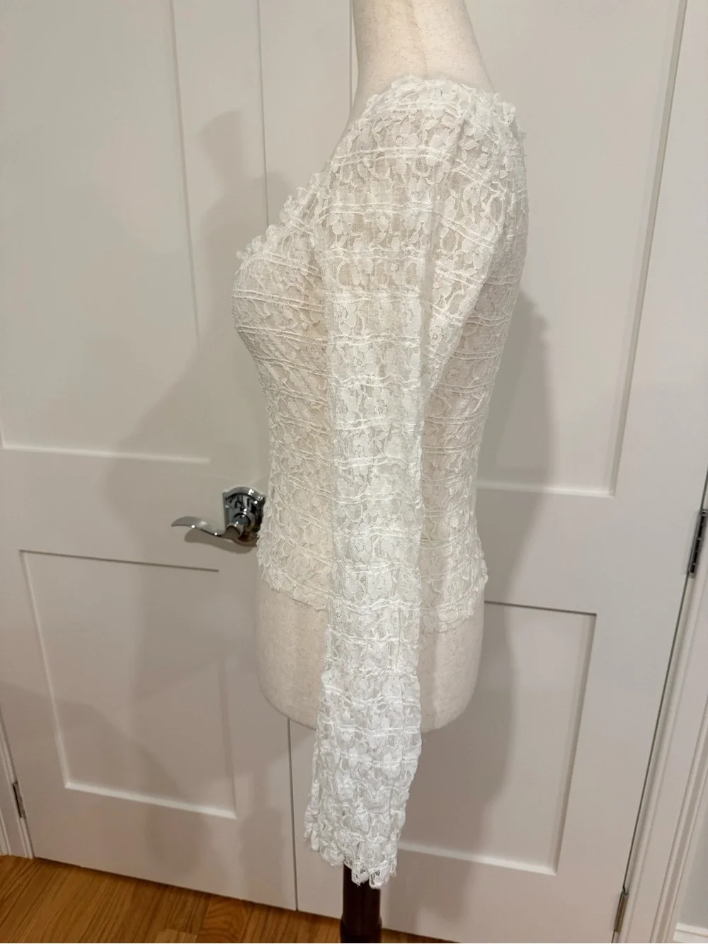 Free People Madison White Sheer Lace Cropped Cardigan